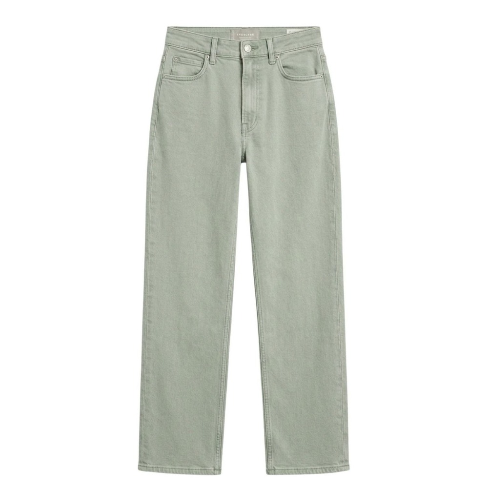 Everlane Way High Jean Sage Green‎ Organic Cotton Straight Leg - Size 25